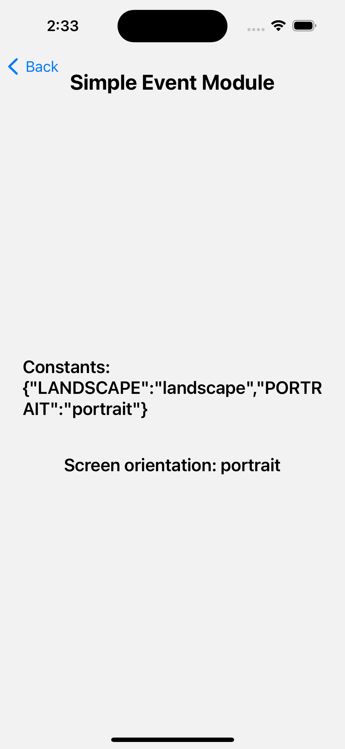 Screen Orientation module portrait result